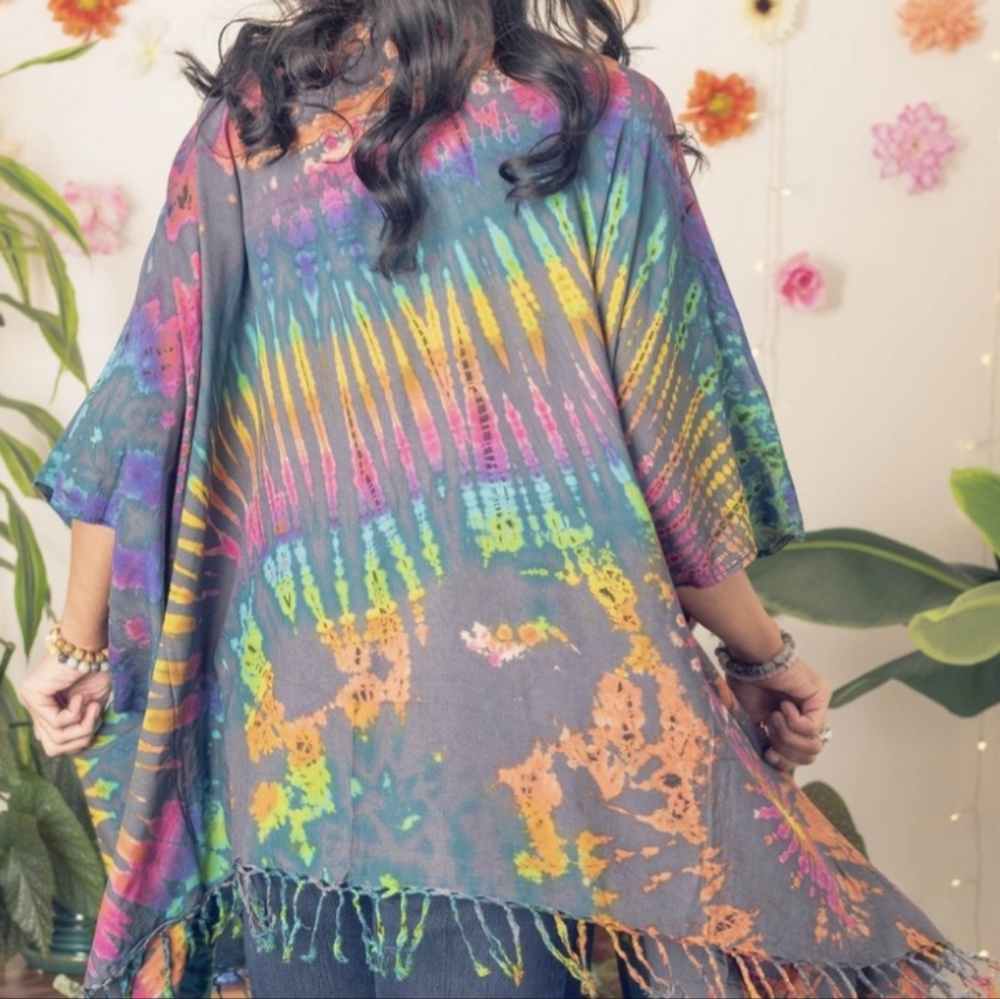 Tie dye open cardigan